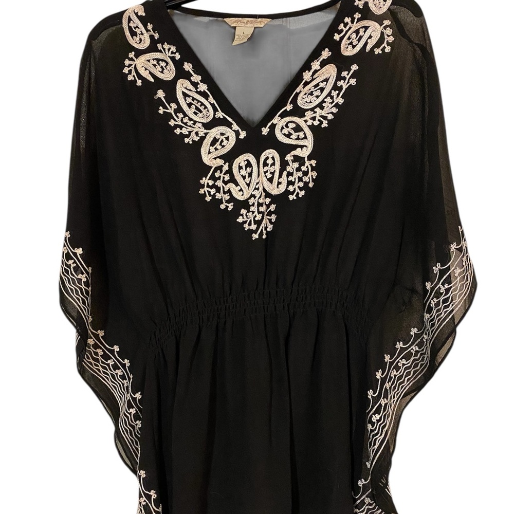 Fun & Flirt Black Tunic with White Embroidery
